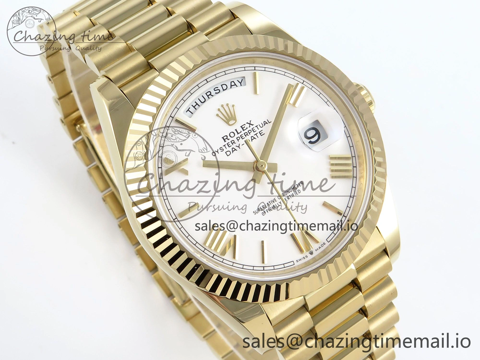 Day Date 40 YG 228238 Noob 1:1 Best Edition White Roman Dial on President Bracelet A2836 (Gain Weight) Bright 795