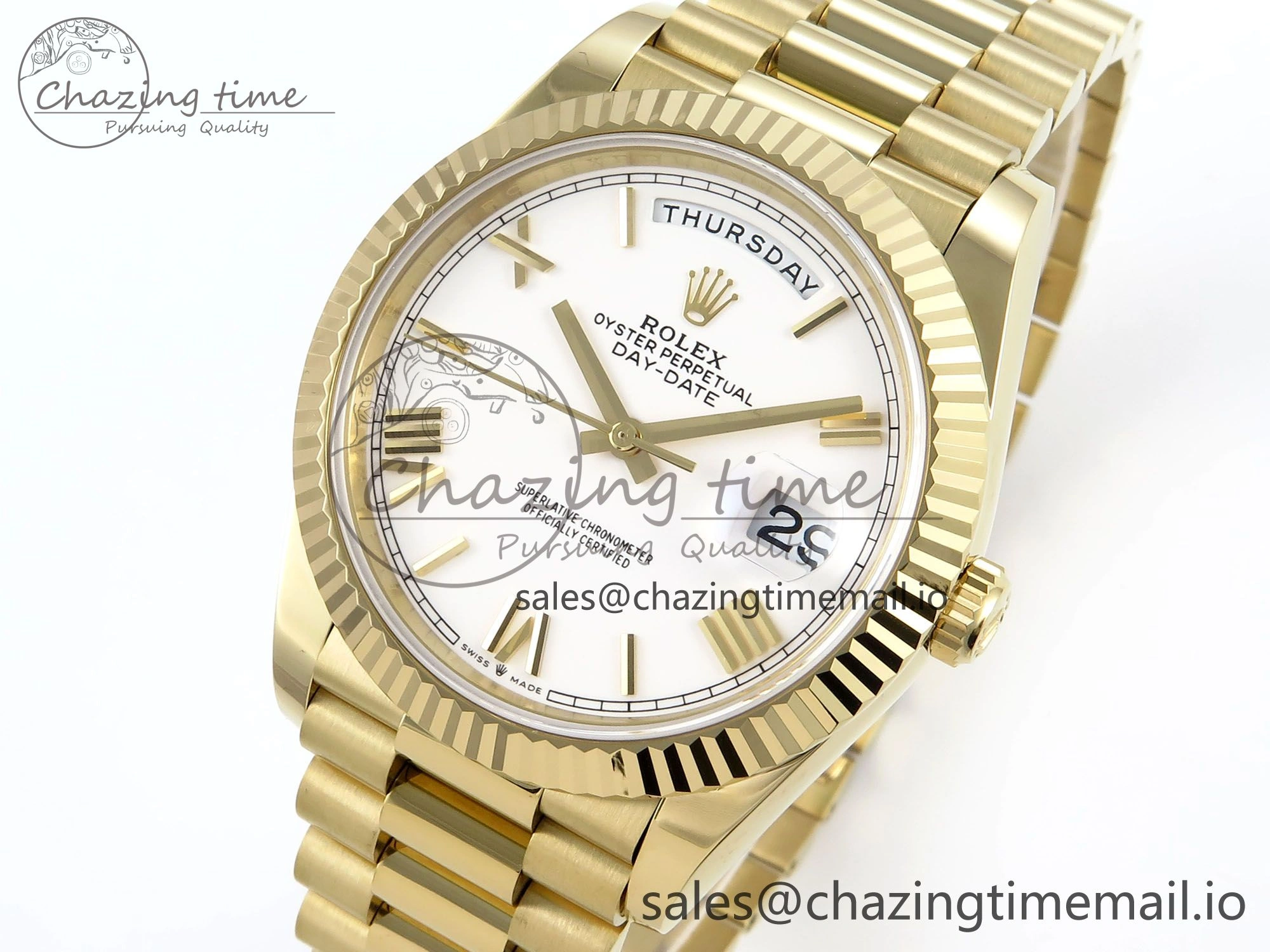 Day Date 40 YG 228238 Noob 1:1 Best Edition White Roman Dial on President Bracelet A2836 (Gain Weight) Bright 795