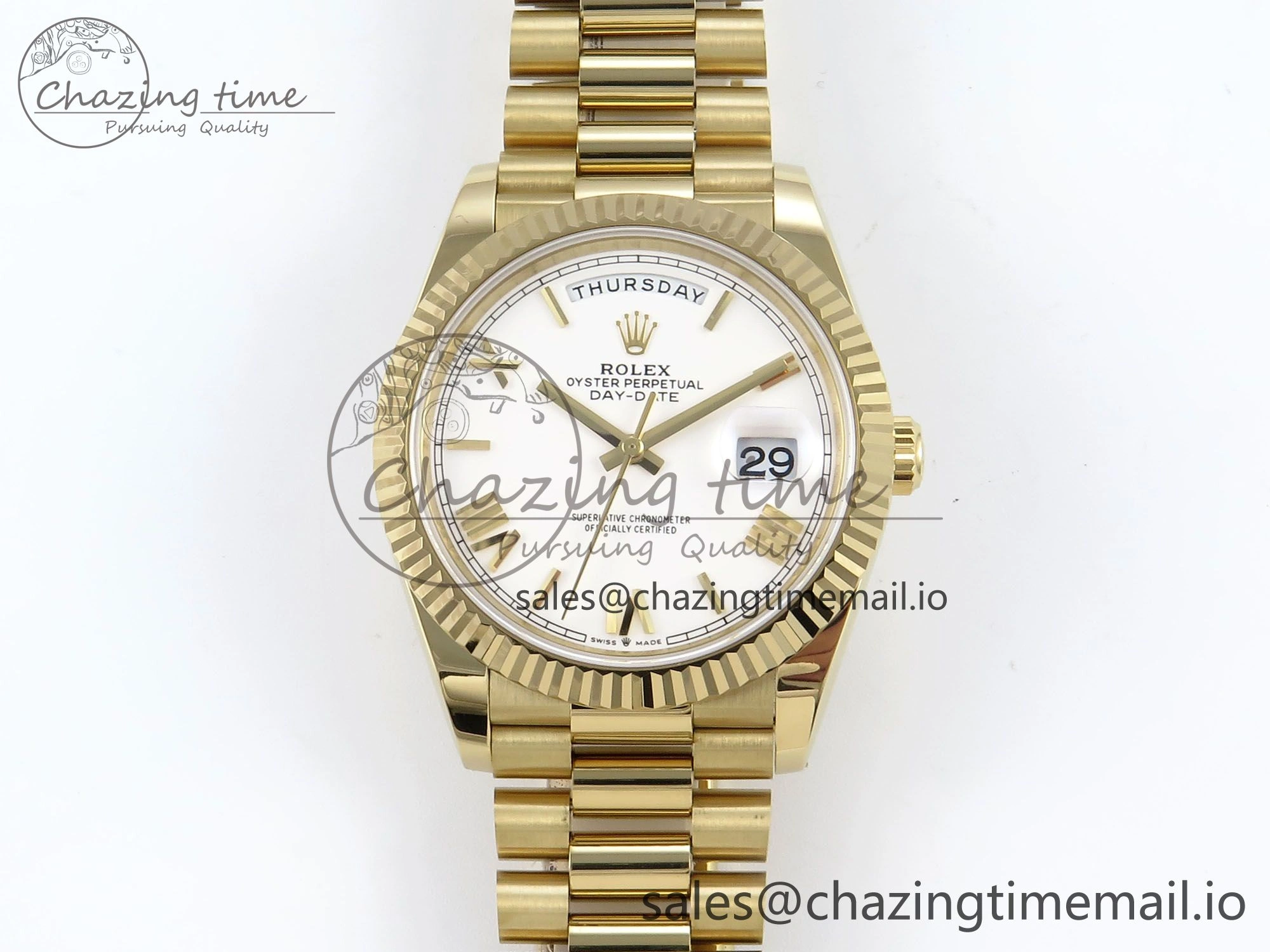 Day Date 40 YG 228238 Noob 1:1 Best Edition White Roman Dial on President Bracelet A2836 (Gain Weight) Bright 795