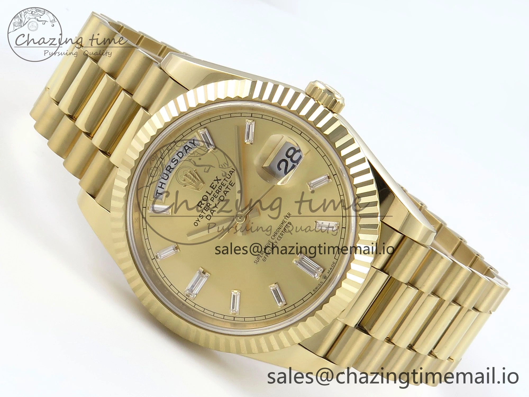 Day Date 40 YG 228238 Noob 1:1 Best Edition YG Crystal Dial on President Bracelet A2836 (Gain Weight) TravelReady 800
