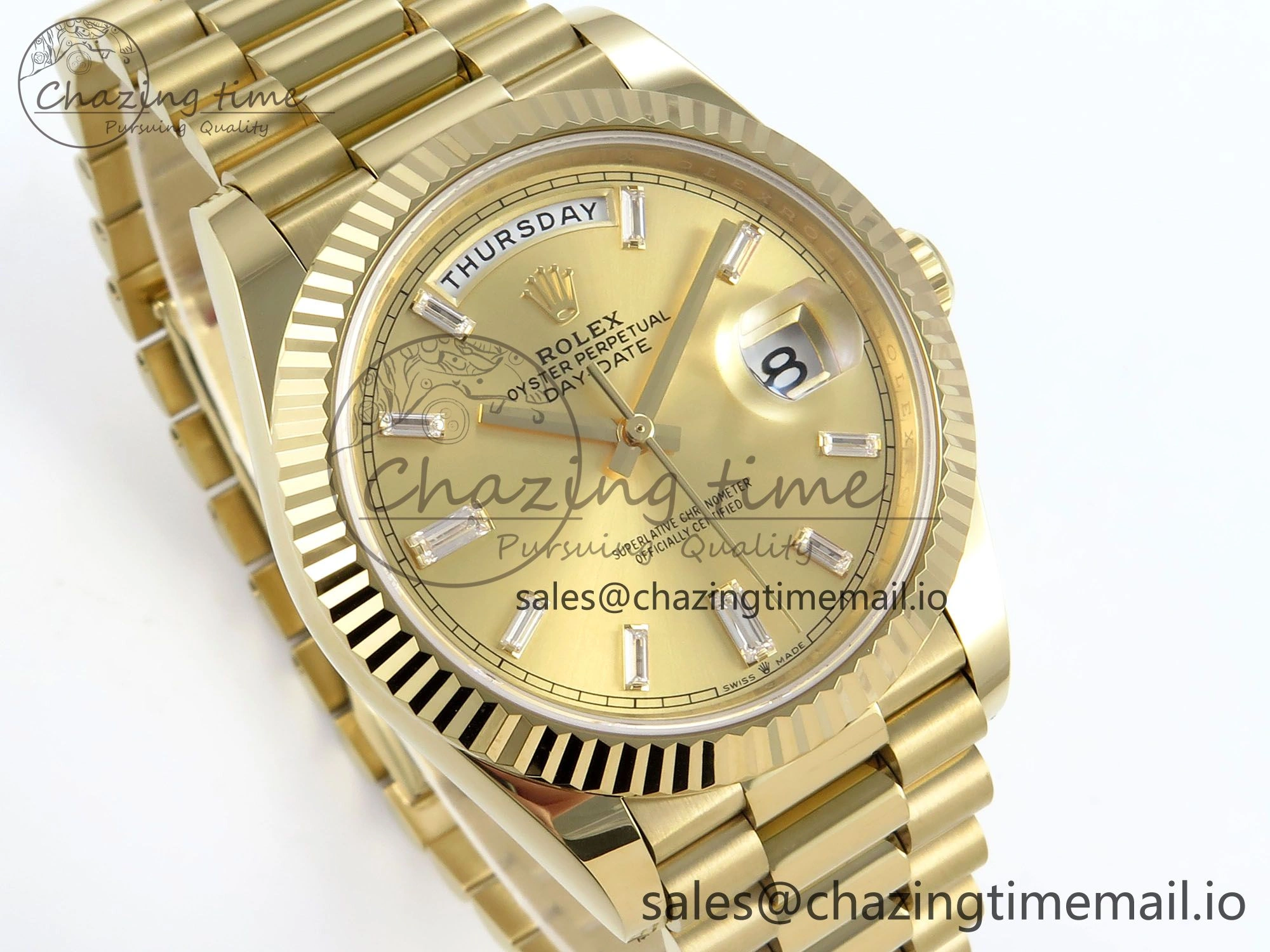 Day Date 40 YG 228238 Noob 1:1 Best Edition YG Crystal Dial on President Bracelet A2836 (Gain Weight) TravelReady 800