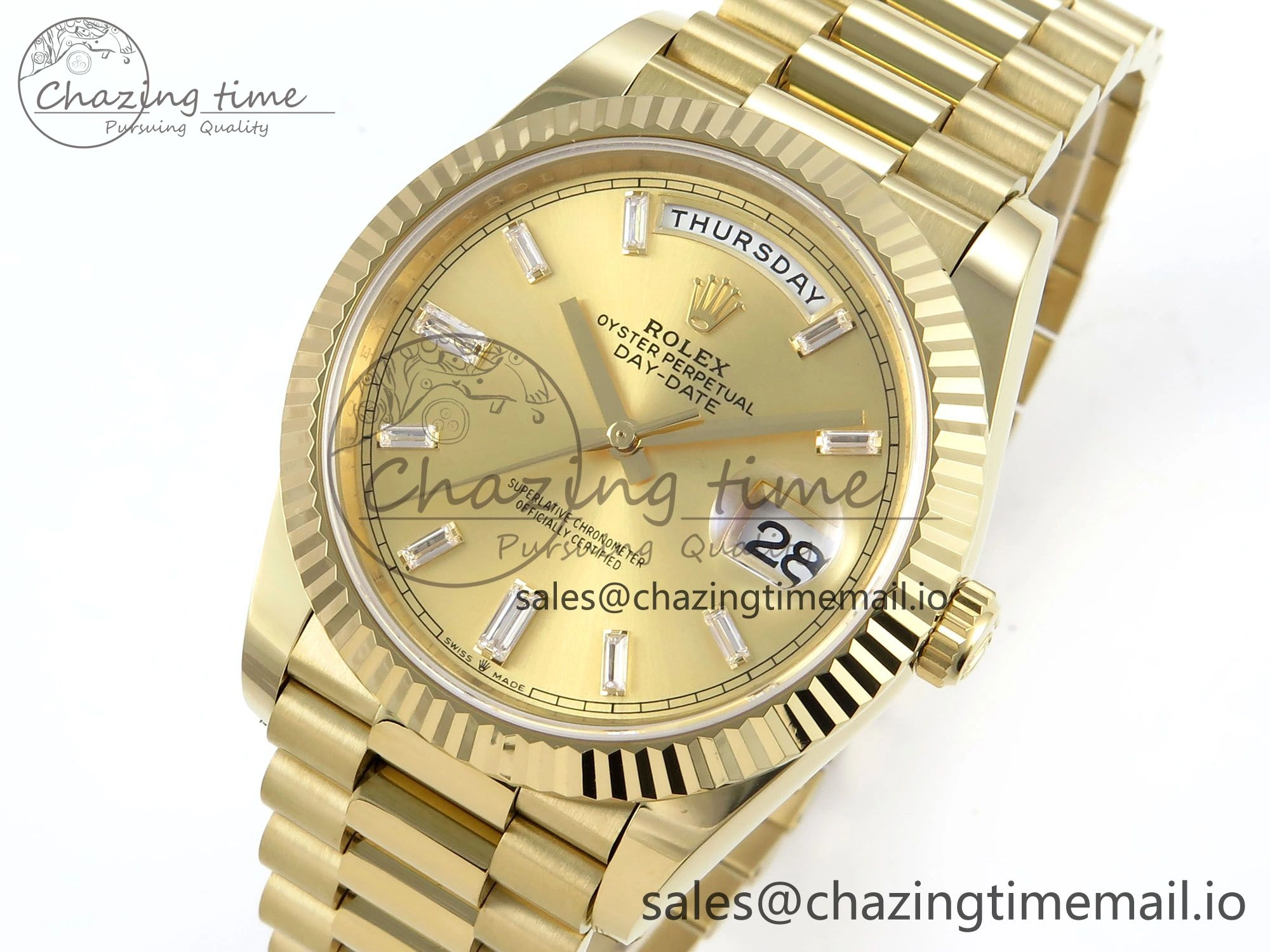 Day Date 40 YG 228238 Noob 1:1 Best Edition YG Crystal Dial on President Bracelet A2836 (Gain Weight) TravelReady 800
