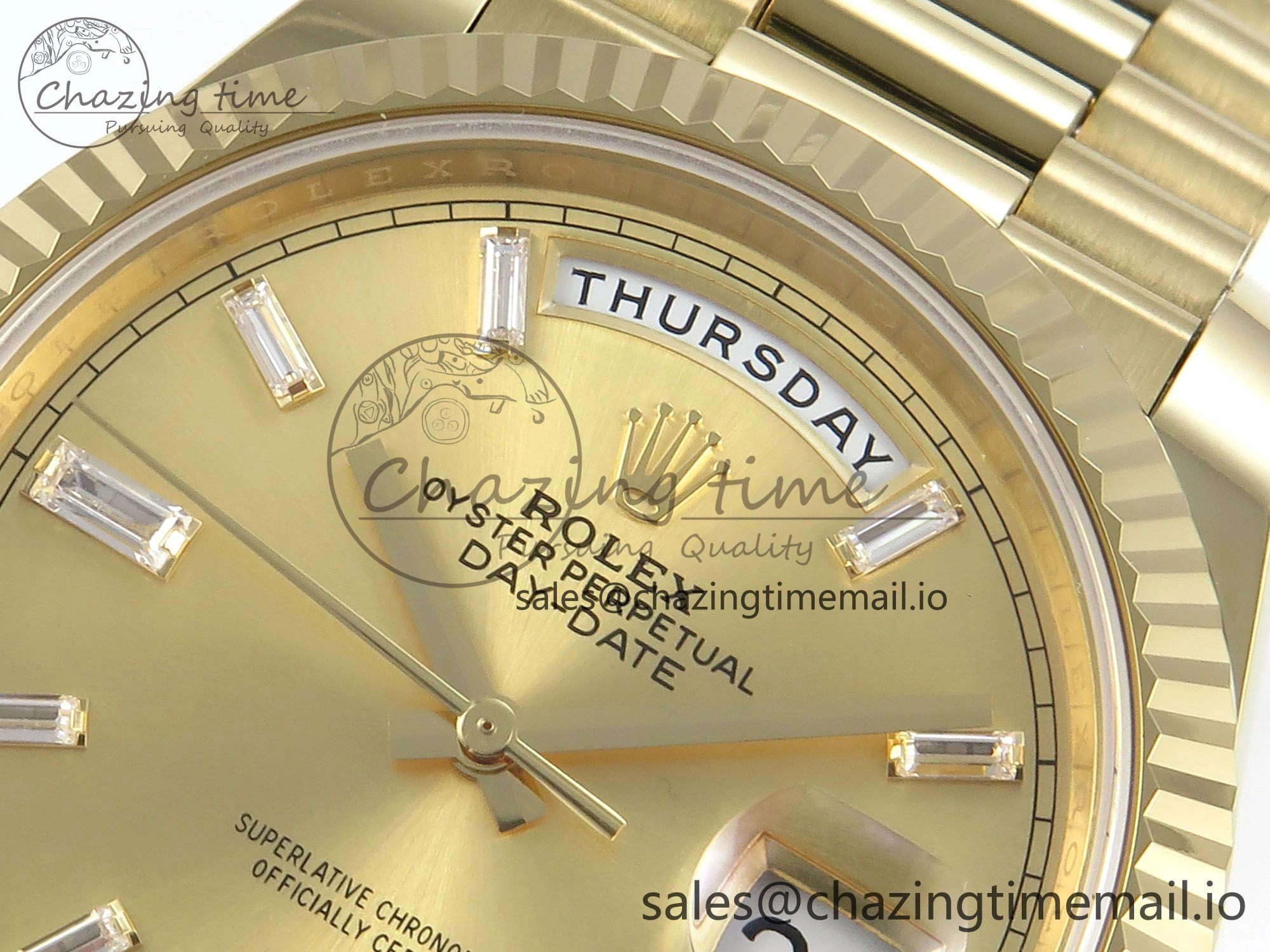 Day Date 40 YG 228238 Noob 1:1 Best Edition YG Crystal Dial on President Bracelet A2836 (Gain Weight) TravelReady 800