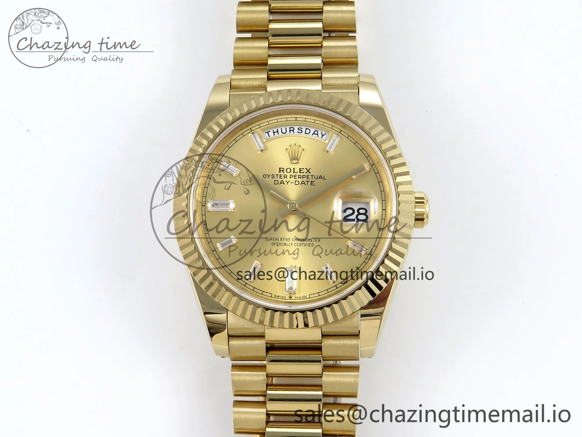 Day Date 40 YG 228238 Noob 1:1 Best Edition YG Crystal Dial on President Bracelet A2836 (Gain Weight) TravelReady 800