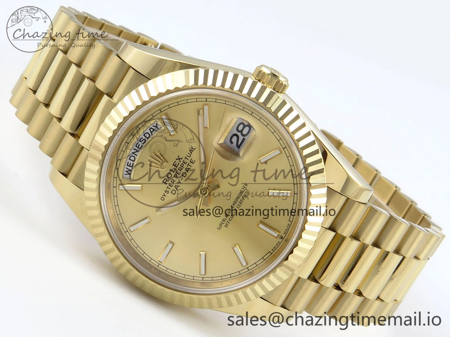 Sophisticated Day Date 40 YG 228238 Noob 1:1 Best Edition YG Stick Dial on President Bracelet A2836 (Gain Weight) 798