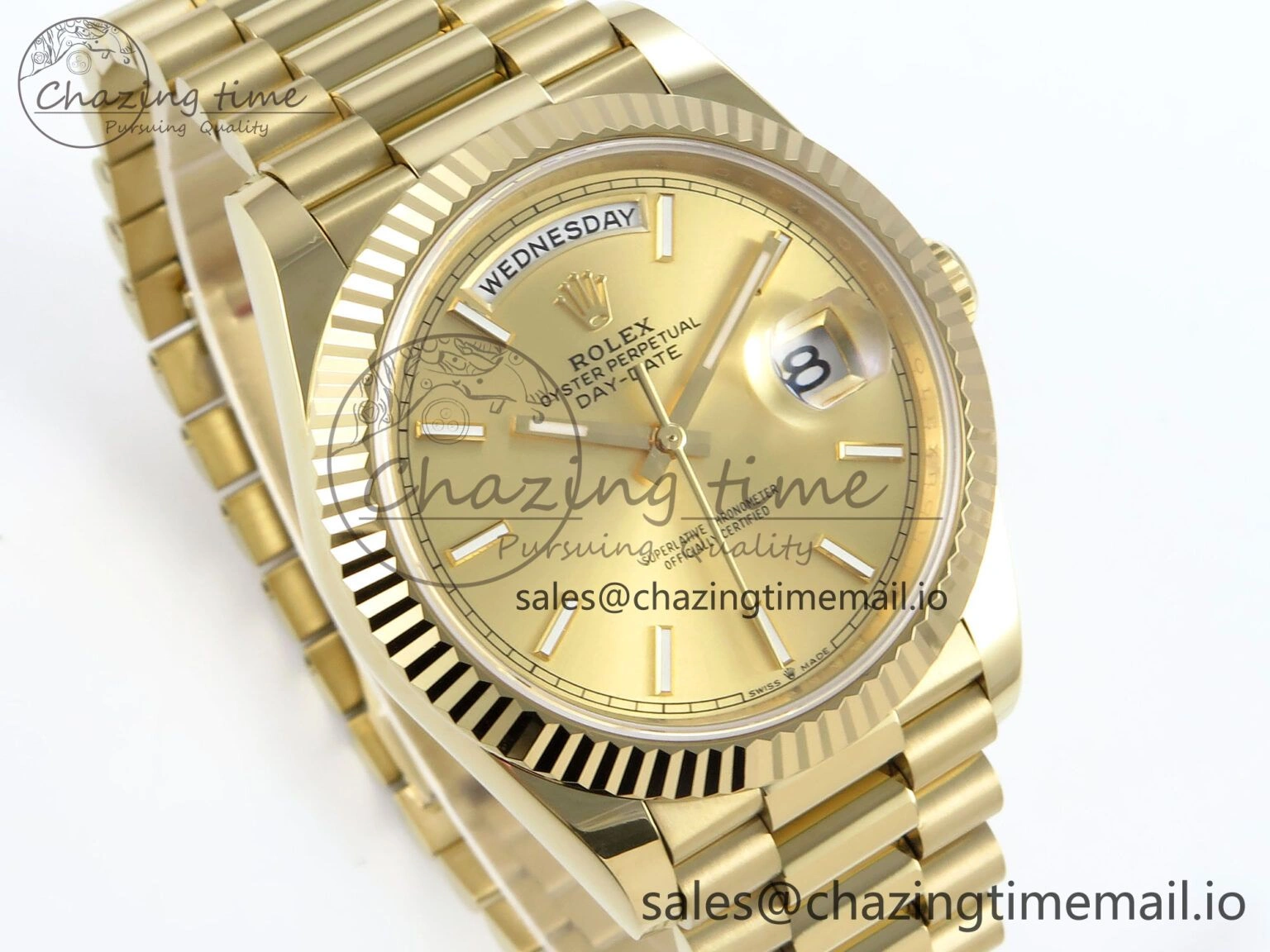 Sophisticated Day Date 40 YG 228238 Noob 1:1 Best Edition YG Stick Dial on President Bracelet A2836 (Gain Weight) 798