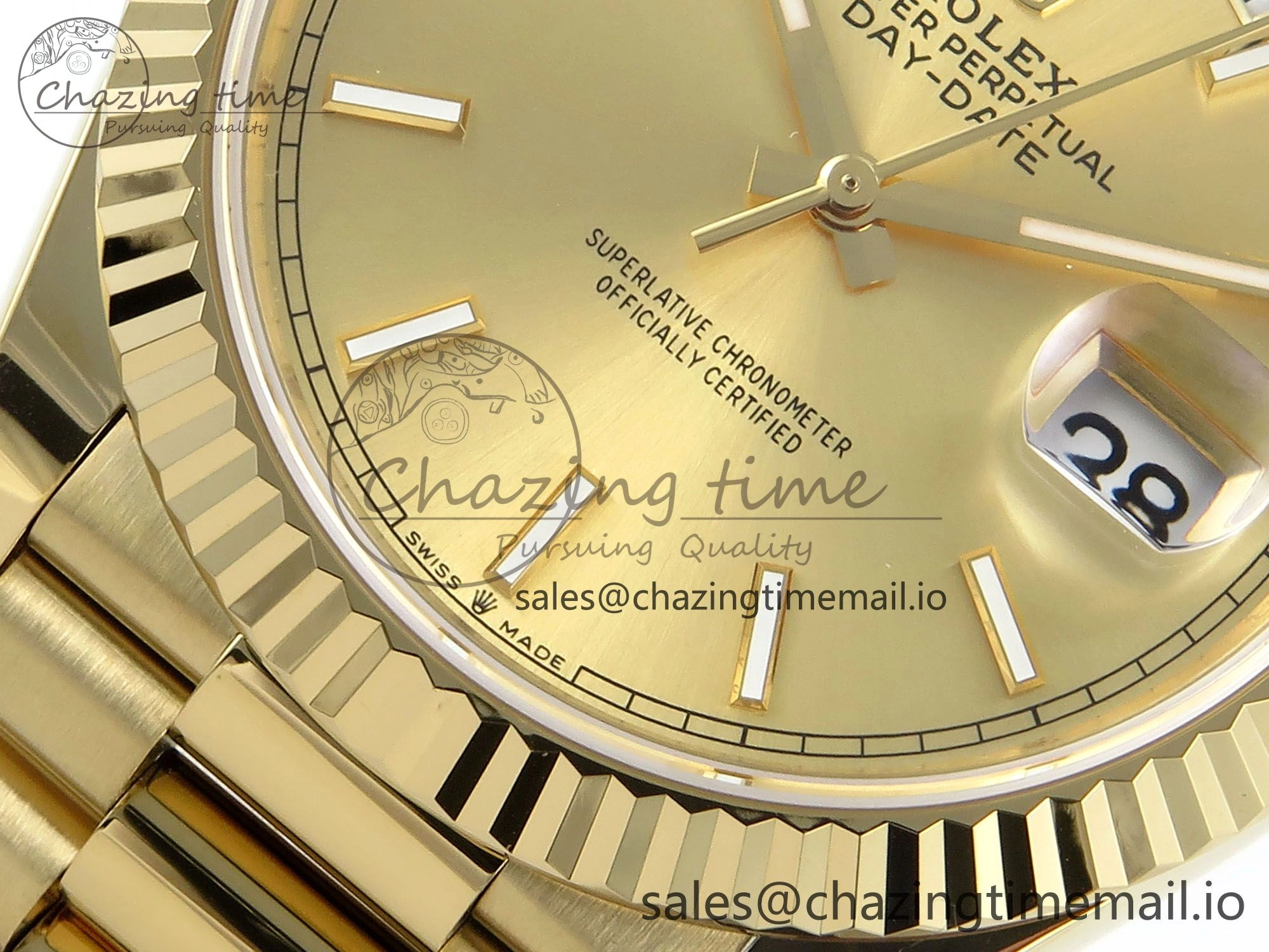 Sophisticated Day Date 40 YG 228238 Noob 1:1 Best Edition YG Stick Dial on President Bracelet A2836 (Gain Weight) 798