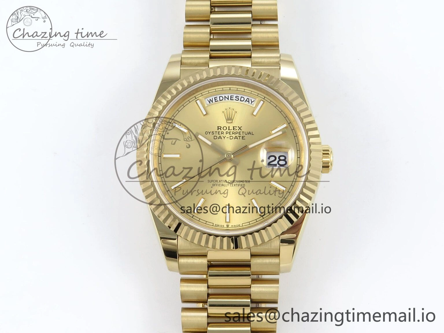 Sophisticated Day Date 40 YG 228238 Noob 1:1 Best Edition YG Stick Dial on President Bracelet A2836 (Gain Weight) 798