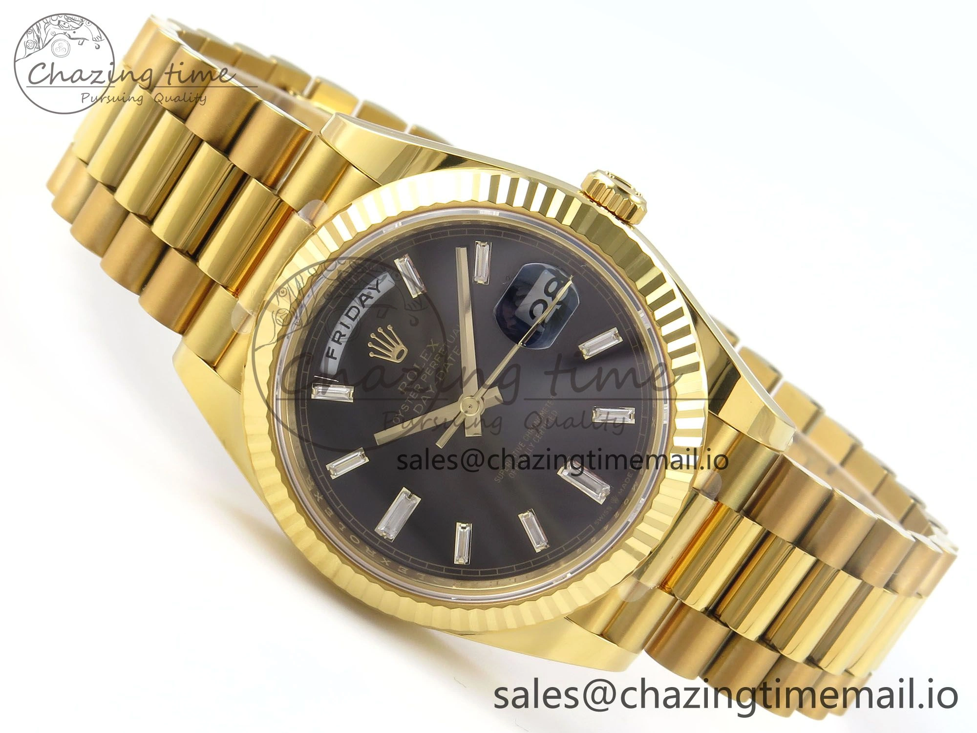 Affordable Day Date 40 YG 228238 THBF 1:1 Best Edition Black Crystal Dial on President Bracelet VR3255 V3 (Gain Weight) 378