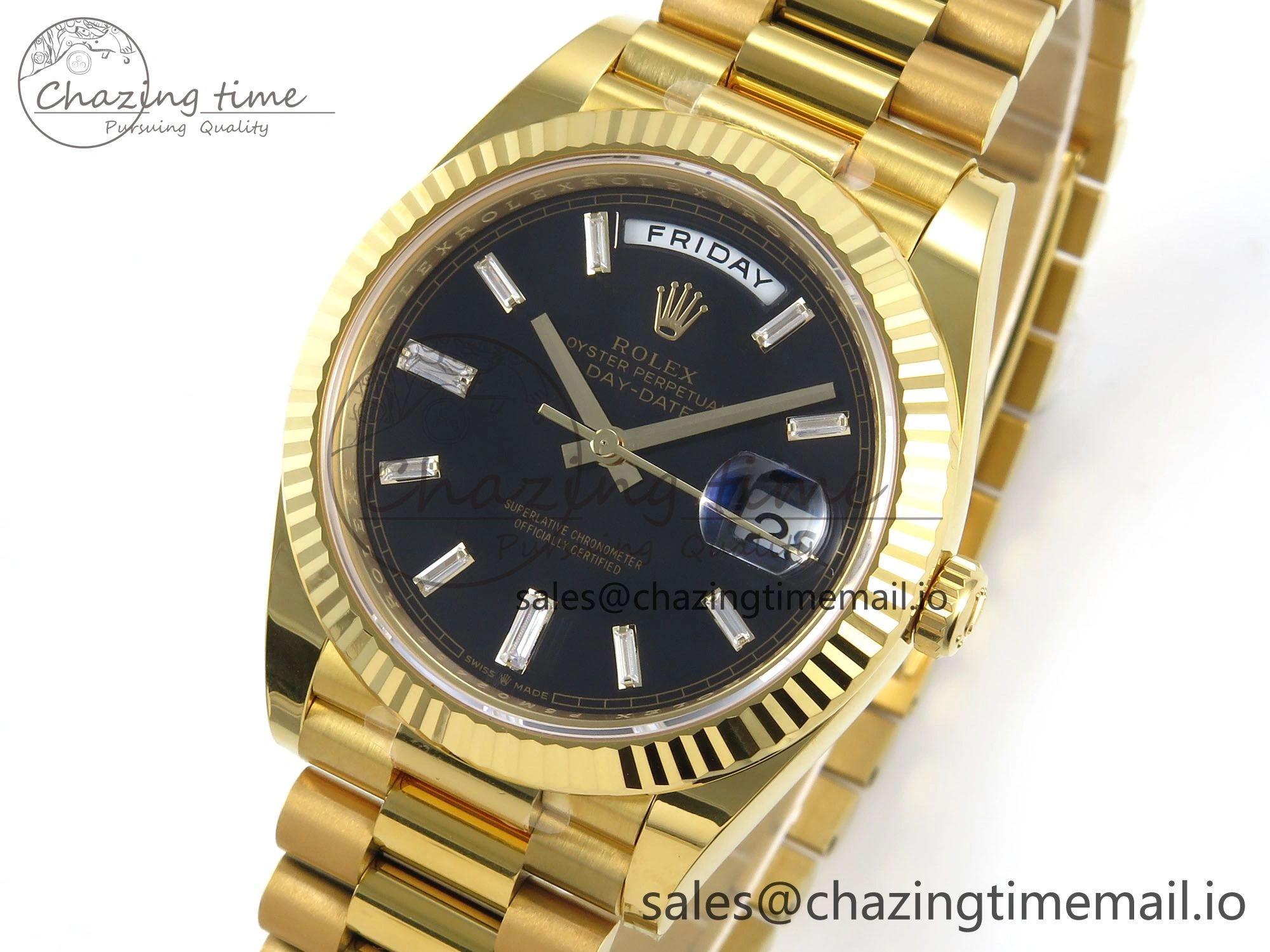Affordable Day Date 40 YG 228238 THBF 1:1 Best Edition Black Crystal Dial on President Bracelet VR3255 V3 (Gain Weight) 378