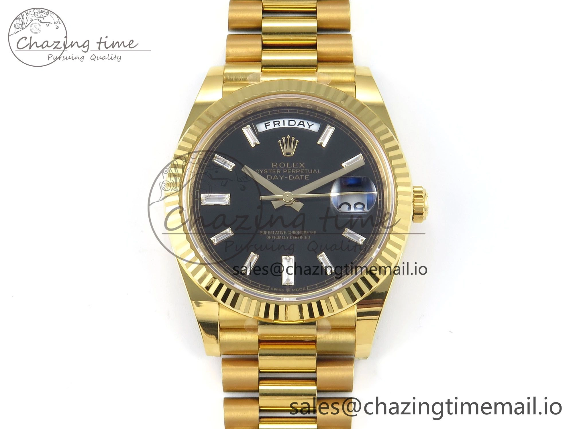 Affordable Day Date 40 YG 228238 THBF 1:1 Best Edition Black Crystal Dial on President Bracelet VR3255 V3 (Gain Weight) 378