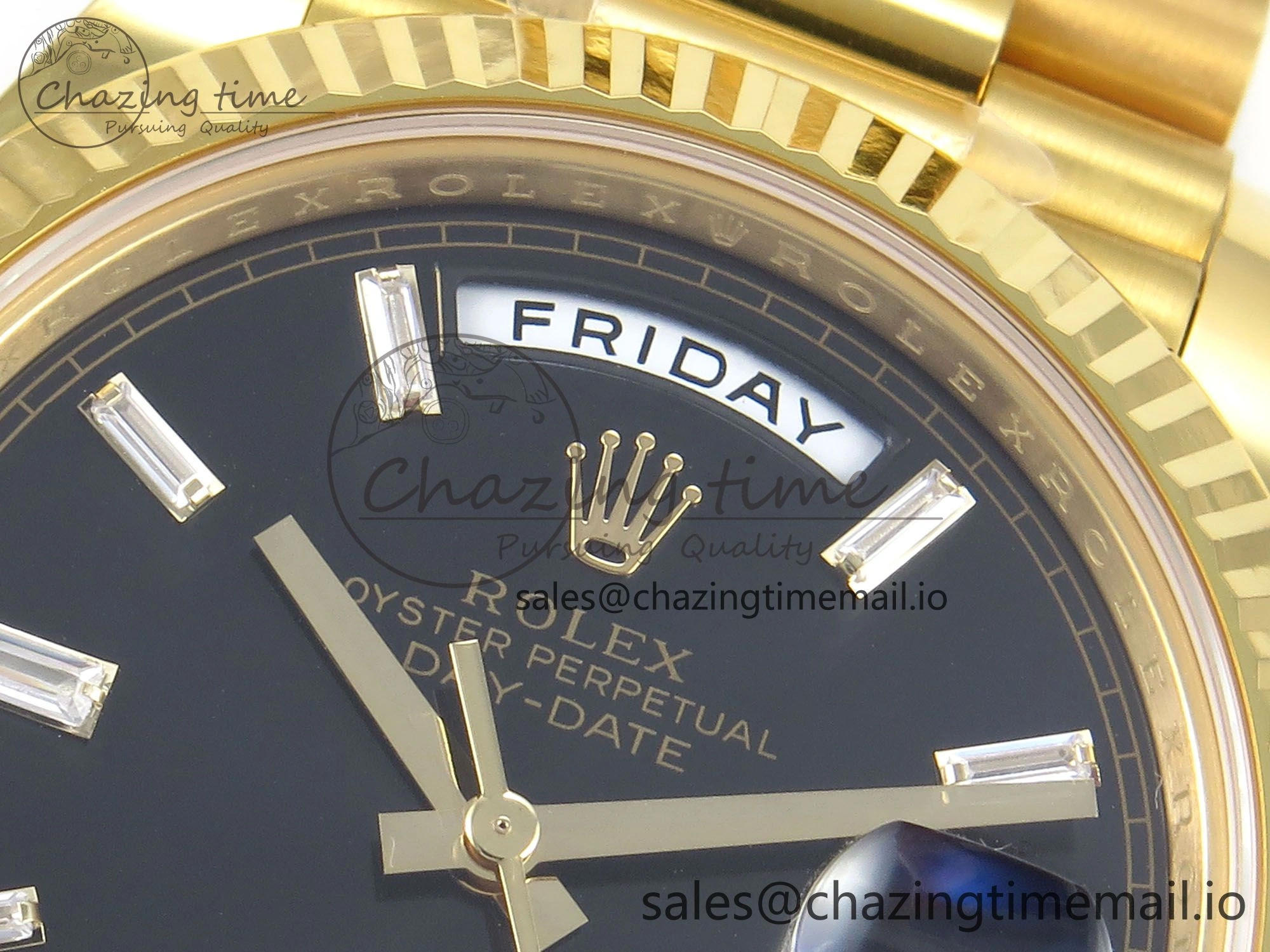 Affordable Day Date 40 YG 228238 THBF 1:1 Best Edition Black Crystal Dial on President Bracelet VR3255 V3 (Gain Weight) 378