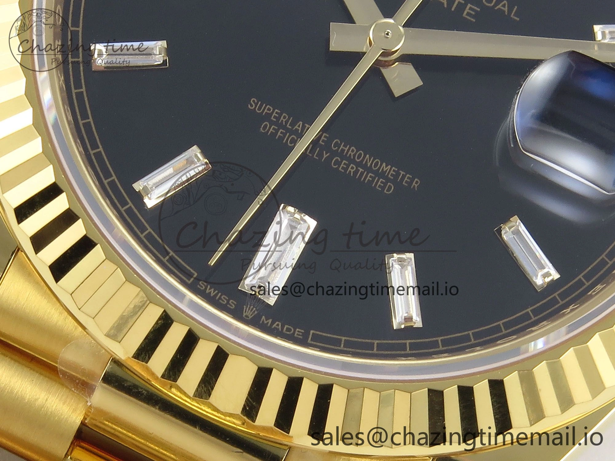 Affordable Day Date 40 YG 228238 THBF 1:1 Best Edition Black Crystal Dial on President Bracelet VR3255 V3 (Gain Weight) 378