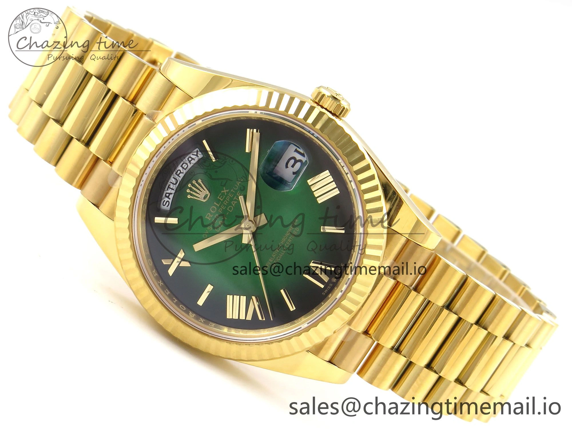 Day Date 40 YG 228238 THBF 1:1 Best Edition Green Ombre Roman Dial on President Bracelet VR3255 (Gain Weight) Tailored 950