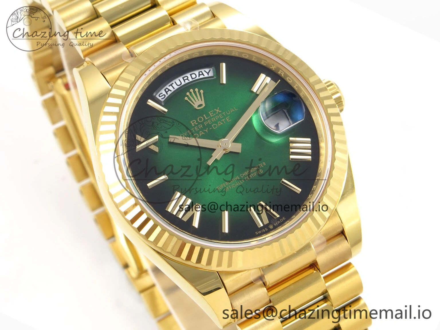 Day Date 40 YG 228238 THBF 1:1 Best Edition Green Ombre Roman Dial on President Bracelet VR3255 (Gain Weight) Tailored 950