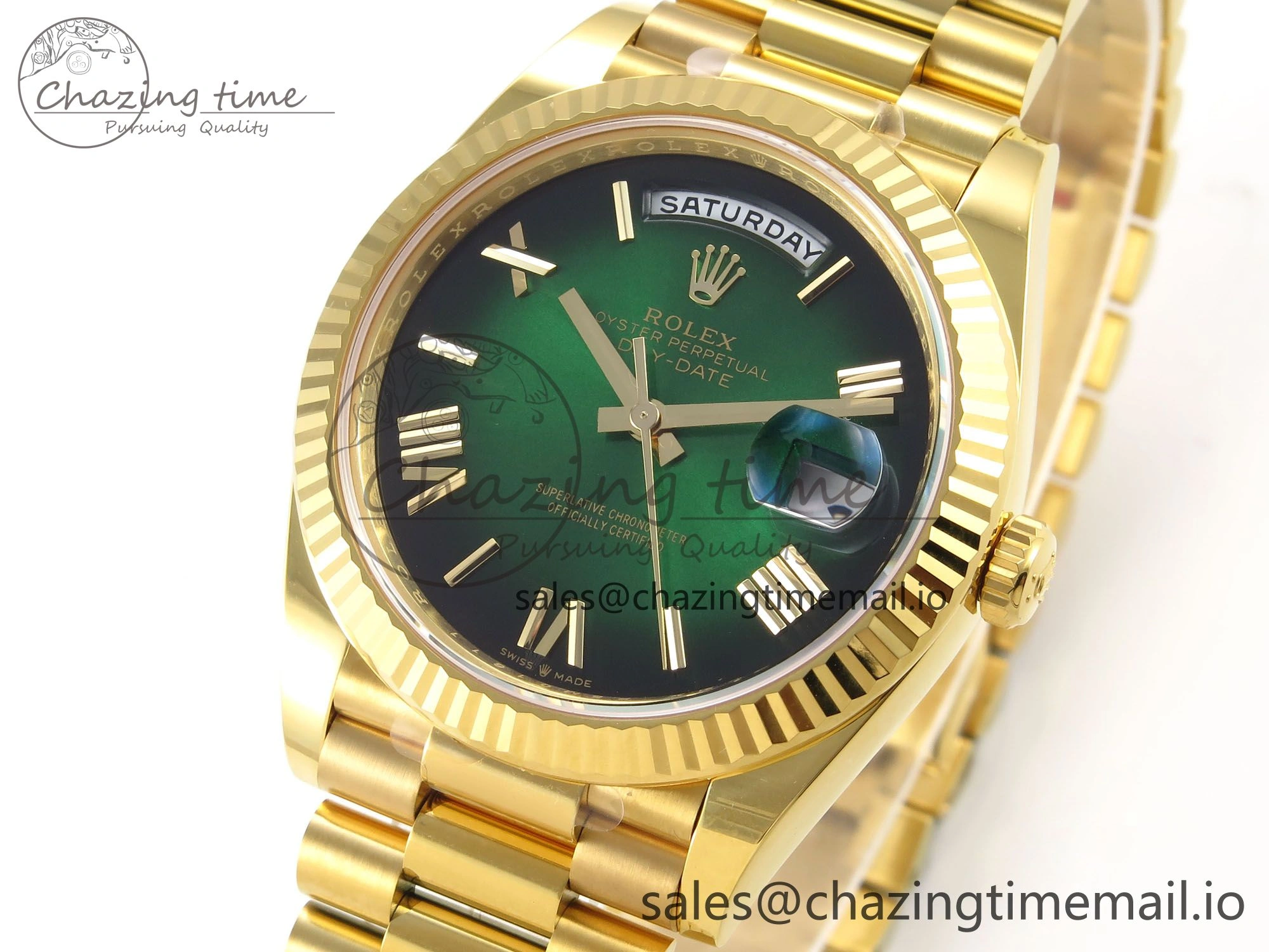Day Date 40 YG 228238 THBF 1:1 Best Edition Green Ombre Roman Dial on President Bracelet VR3255 (Gain Weight) Tailored 950
