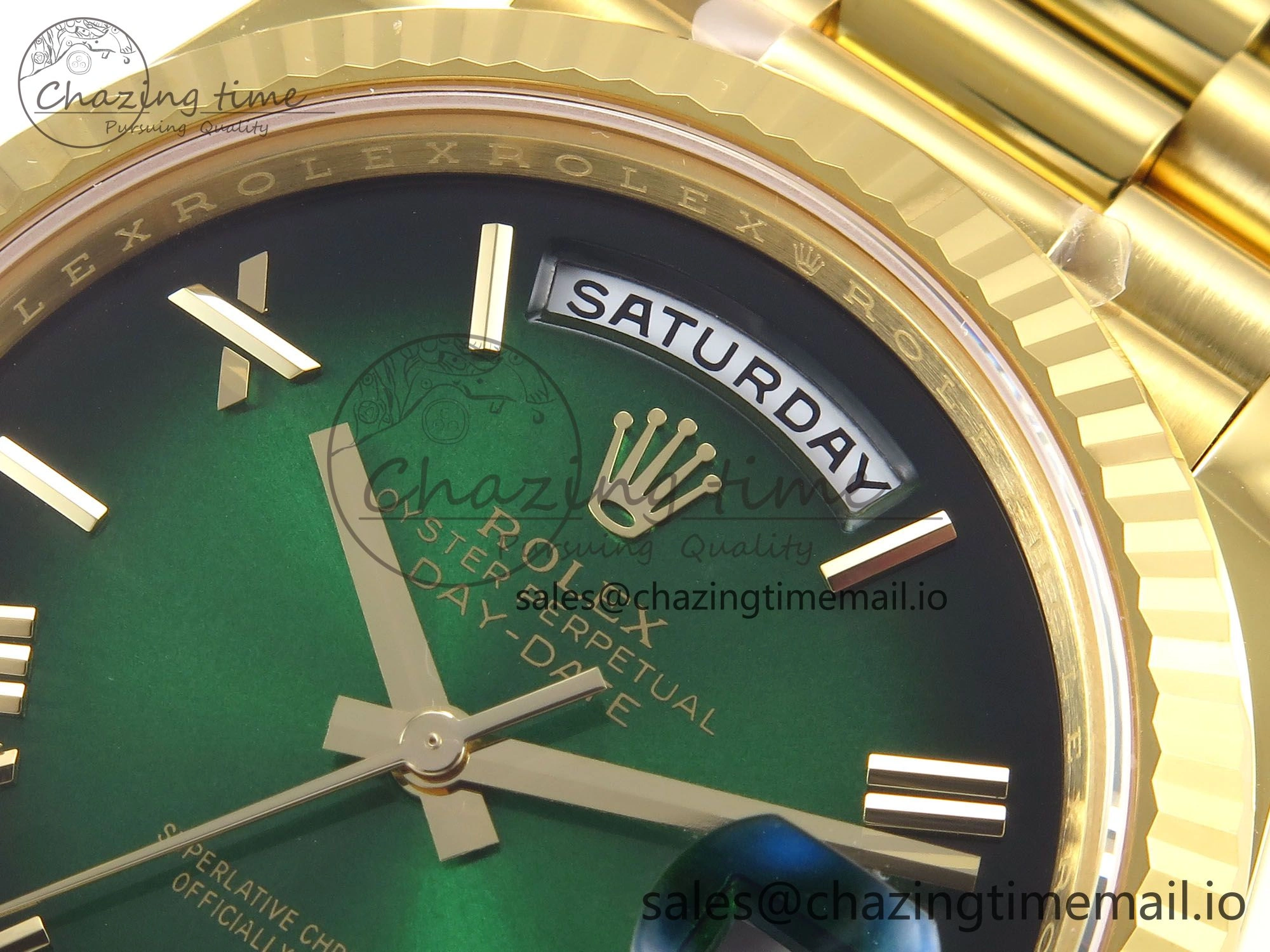 Day Date 40 YG 228238 THBF 1:1 Best Edition Green Ombre Roman Dial on President Bracelet VR3255 (Gain Weight) Tailored 950