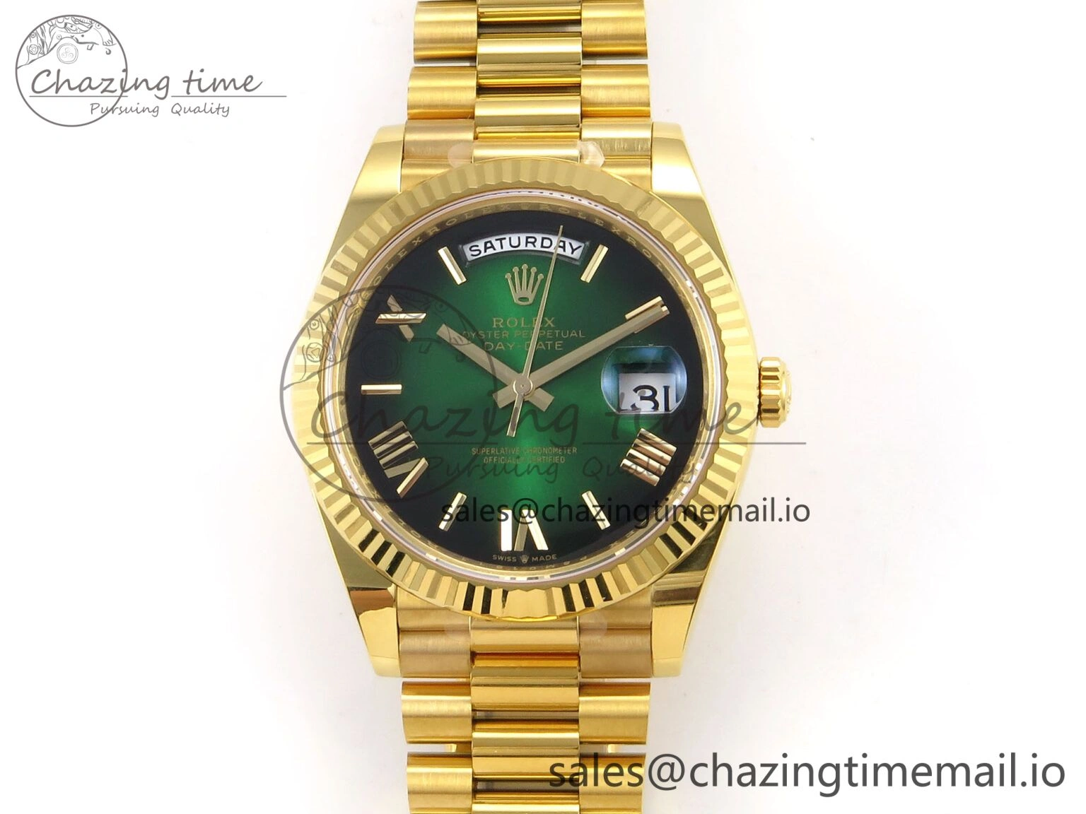 Day Date 40 YG 228238 THBF 1:1 Best Edition Green Ombre Roman Dial on President Bracelet VR3255 (Gain Weight) Tailored 950
