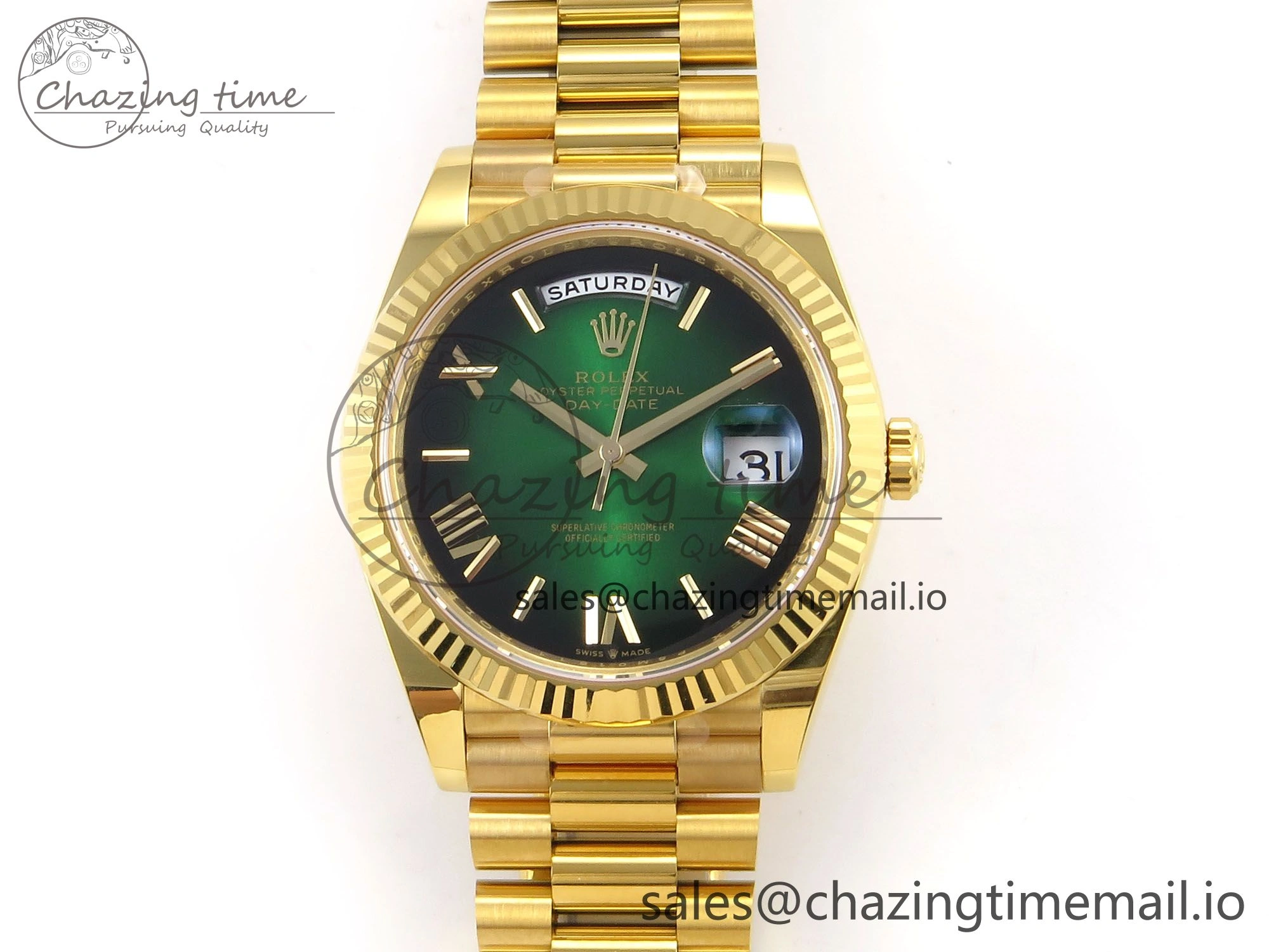 Day Date 40 YG 228238 THBF 1:1 Best Edition Green Ombre Roman Dial on President Bracelet VR3255 (Gain Weight) Tailored 950