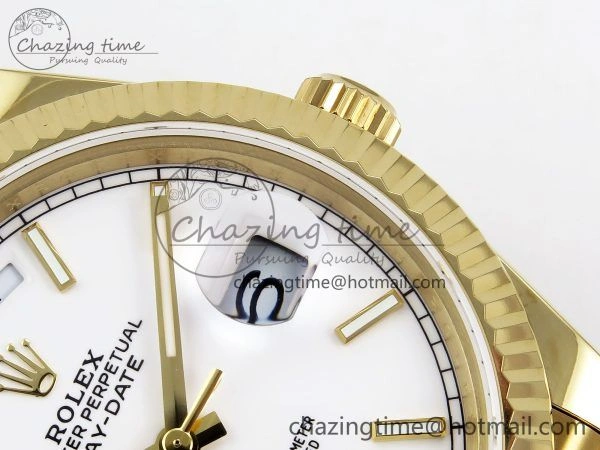Youthful Day Date 40 YG JDF 904L Steel White Stick Dial on President Bracelet VR3255 V3 (Gain Weight) 1373