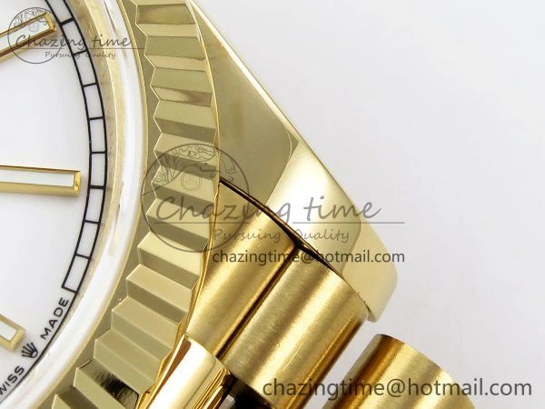 Youthful Day Date 40 YG JDF 904L Steel White Stick Dial on President Bracelet VR3255 V3 (Gain Weight) 1373