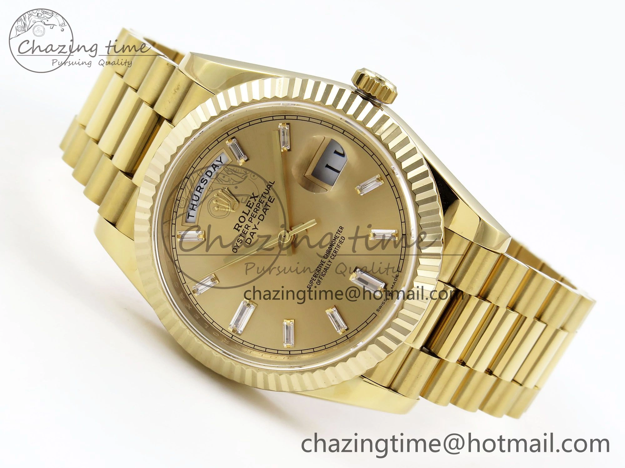 Day Date 40 YG JDF 904L Steel YG Crystal Dial on President Bracelet VR3255 V3 (Gain Weight) Premium 1375