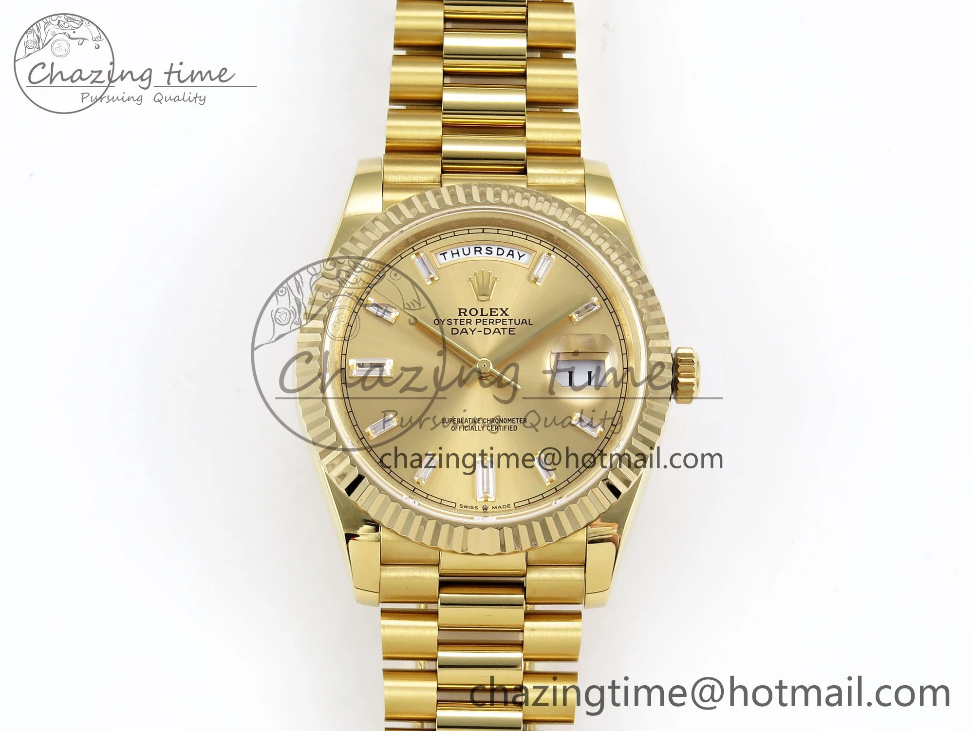 Day Date 40 YG JDF 904L Steel YG Crystal Dial on President Bracelet VR3255 V3 (Gain Weight) Premium 1375