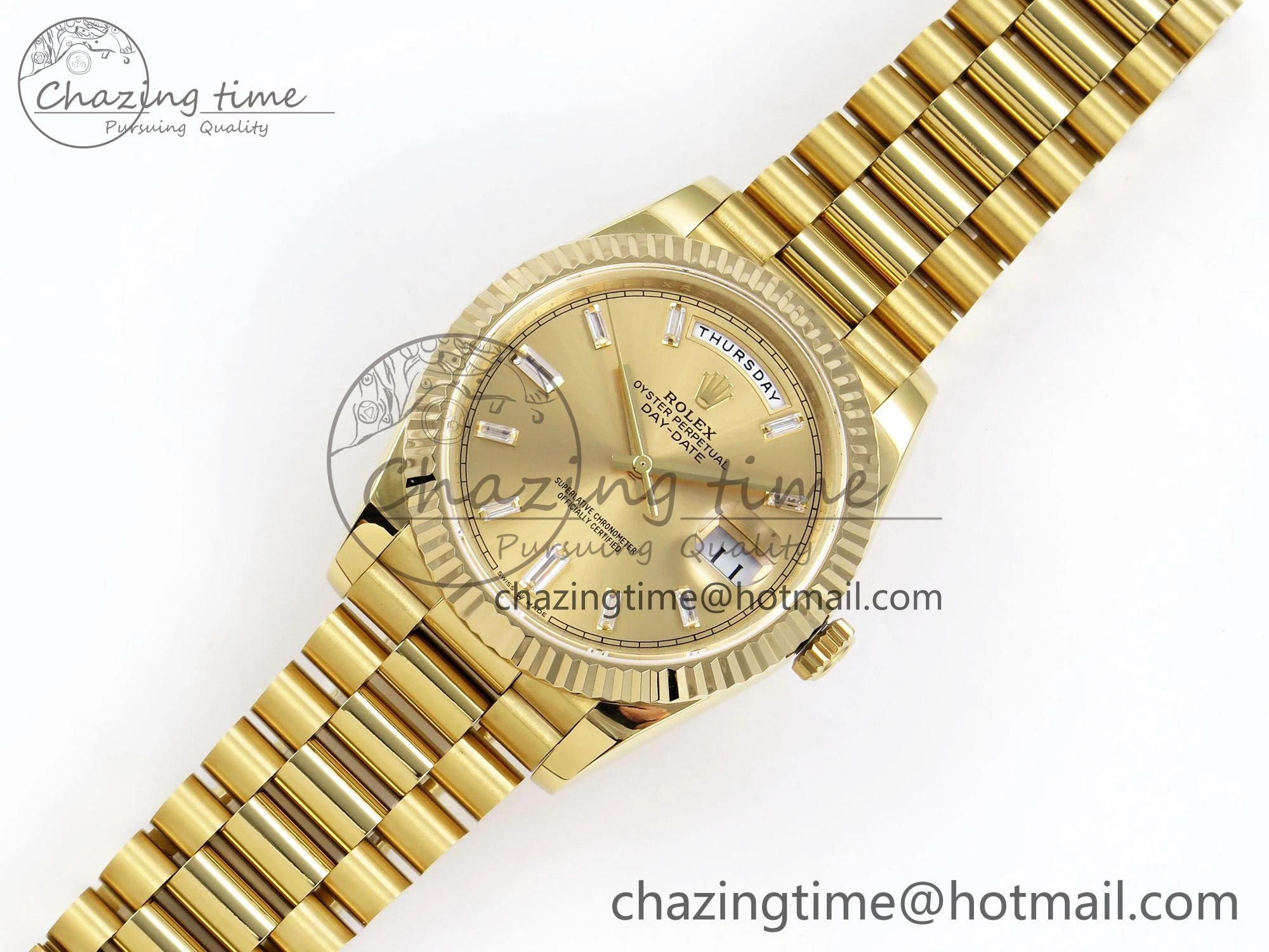 Day Date 40 YG JDF 904L Steel YG Crystal Dial on President Bracelet VR3255 V3 (Gain Weight) Premium 1375