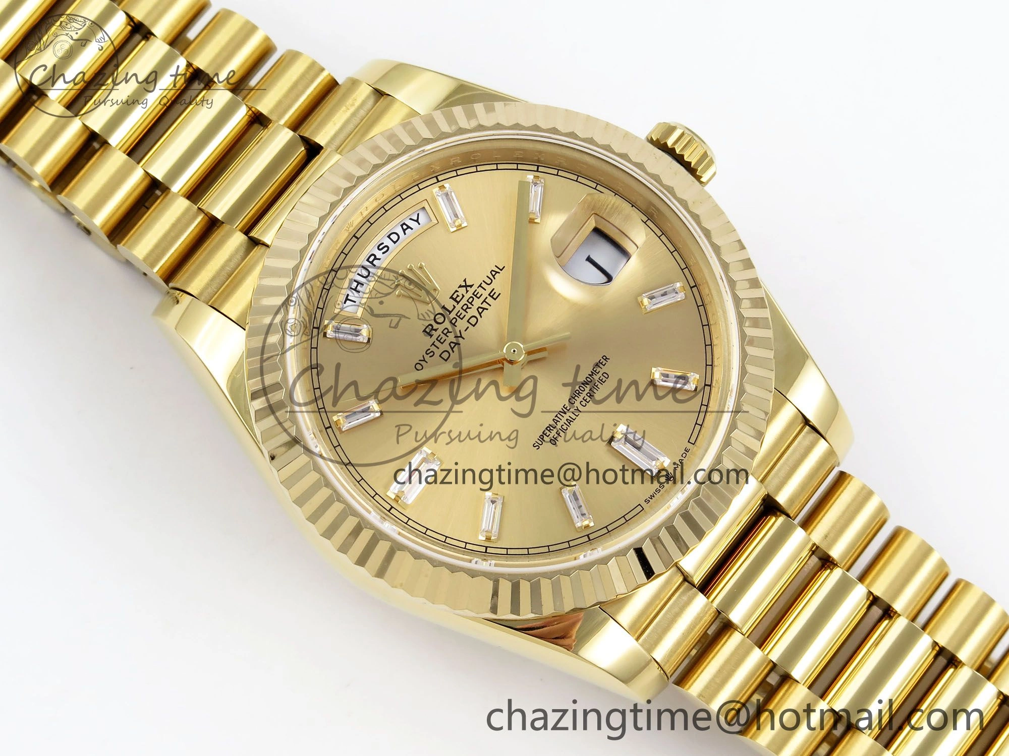 Day Date 40 YG JDF 904L Steel YG Crystal Dial on President Bracelet VR3255 V3 (Gain Weight) Premium 1375