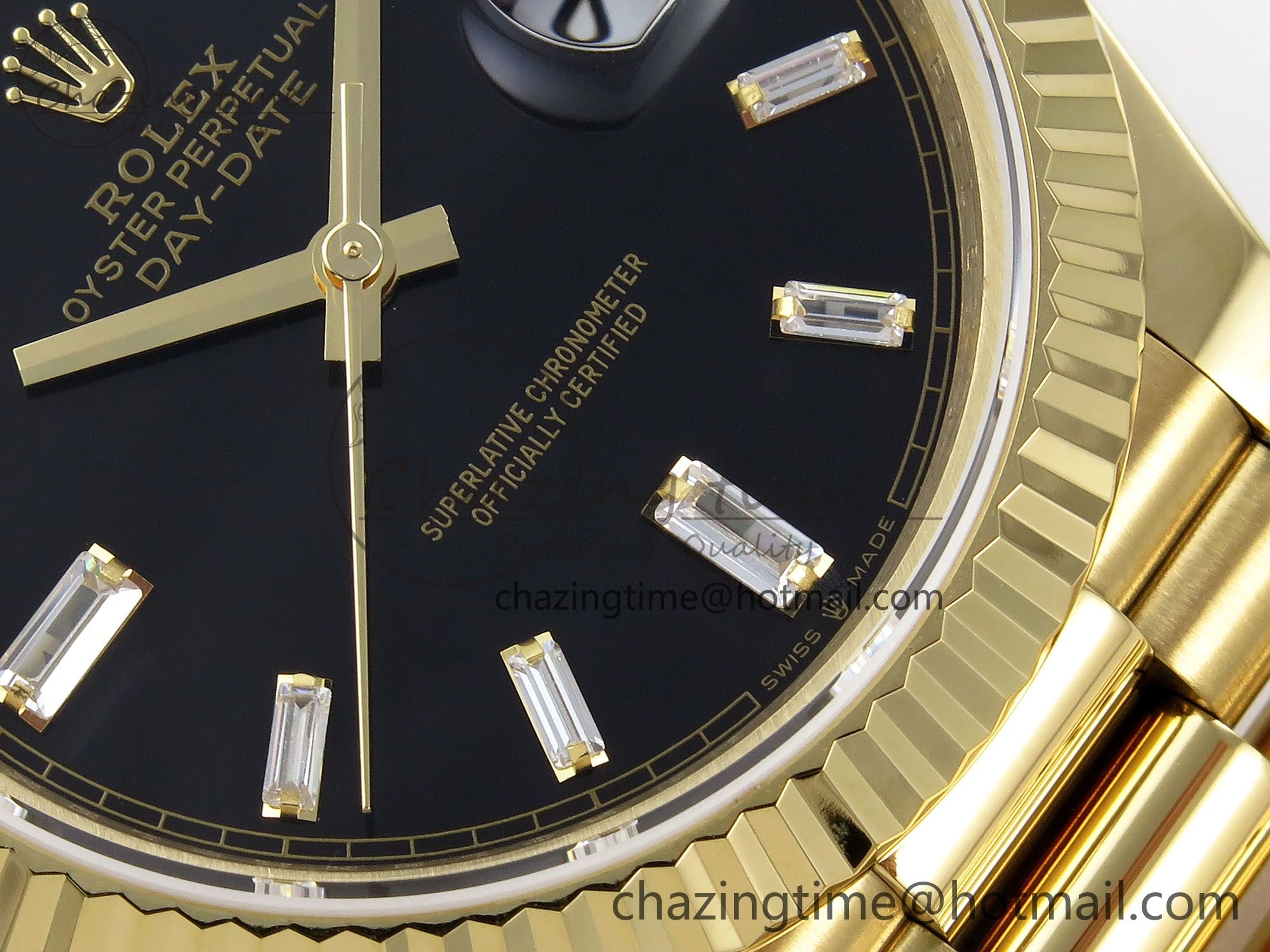 Day Date 40 YG JDF Gain Weight 904L Steel Black Crystal Dial on President Bracelet VR3255 V Fashionable 1363