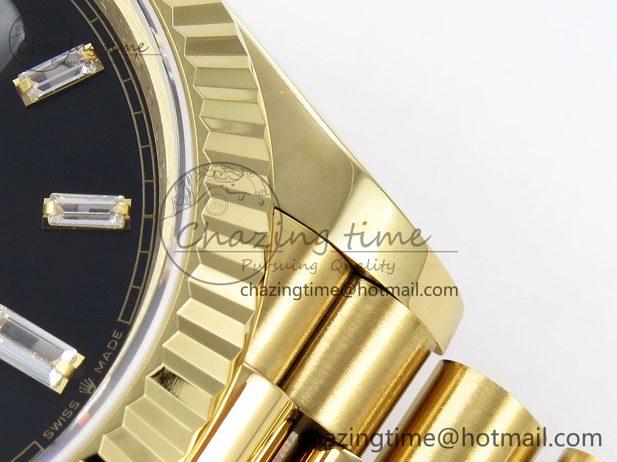 Day Date 40 YG JDF Gain Weight 904L Steel Black Crystal Dial on President Bracelet VR3255 V Fashionable 1363