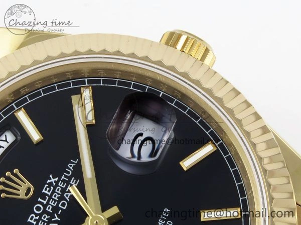 Lightweight Day Date 40 YG JDF Gain Weight 904L Steel Black Stick Dial on President Bracelet VR3255 V 1362