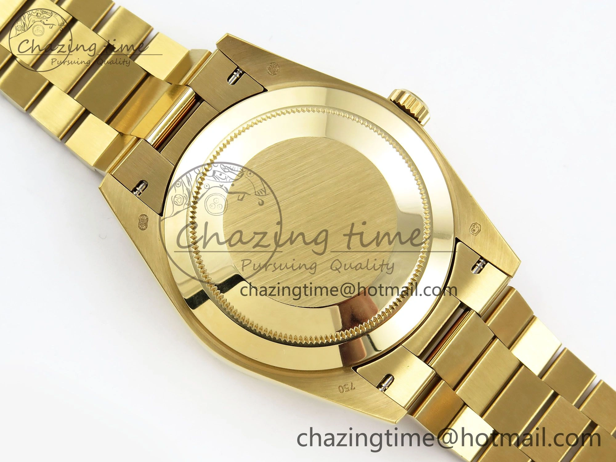 Day Date 40 YG JDF Gain Weight 904L Steel Black Textured Stick Dial on President Bracelet VR3255 V ZeroBulk 1371