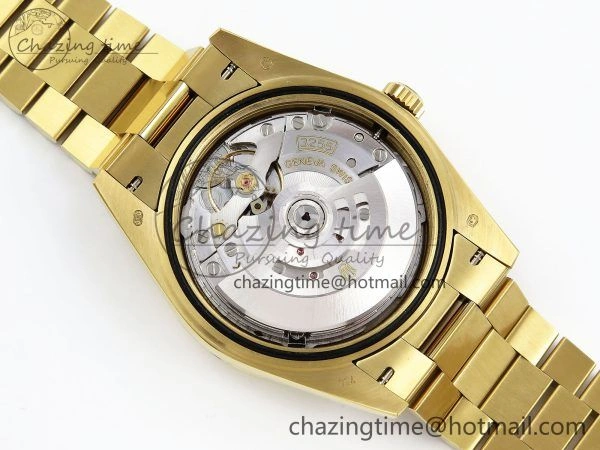 Day Date 40 YG JDF Gain Weight 904L Steel Silver Textured Stick Dial on President Bracelet VR3255 V Compact 1361