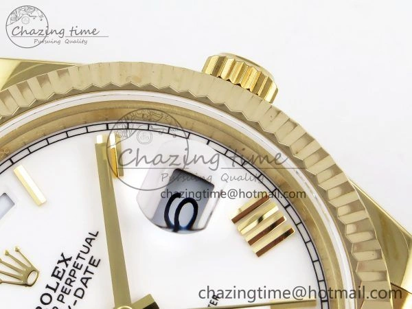Day Date 40 YG JDF Gain Weight 904L Steel White Big Roman Dial on President Bracelet VR3255 V WellDesigned 1366