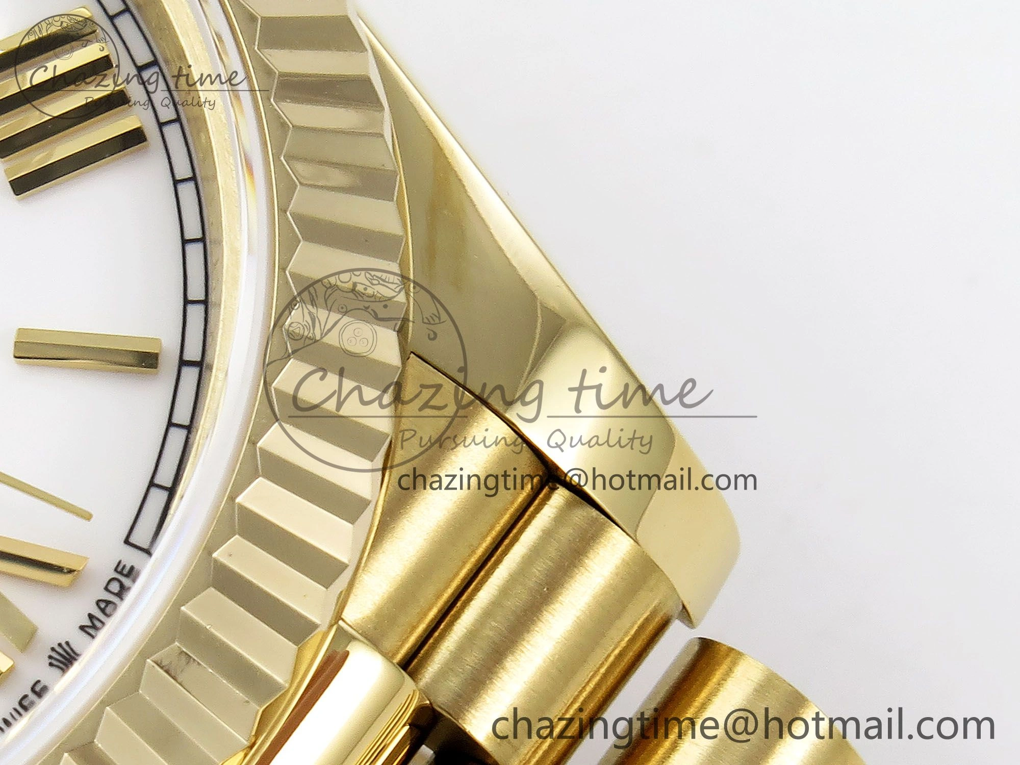 Day Date 40 YG JDF Gain Weight 904L Steel White Big Roman Dial on President Bracelet VR3255 V WellDesigned 1366