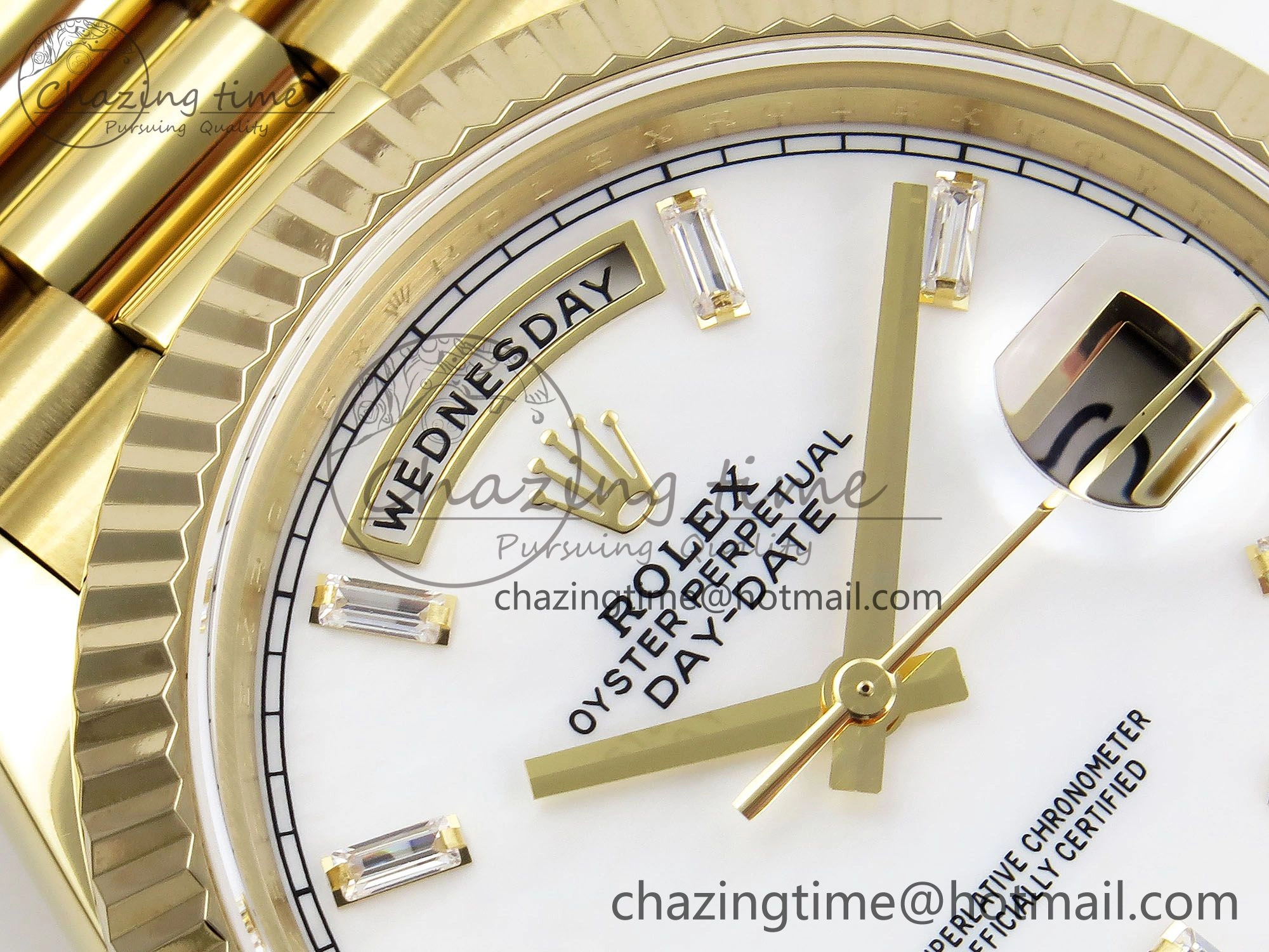 Versatile Day Date 40 YG JDF Gain Weight 904L Steel White Crystal Dial on President Bracelet VR3255 V 1365