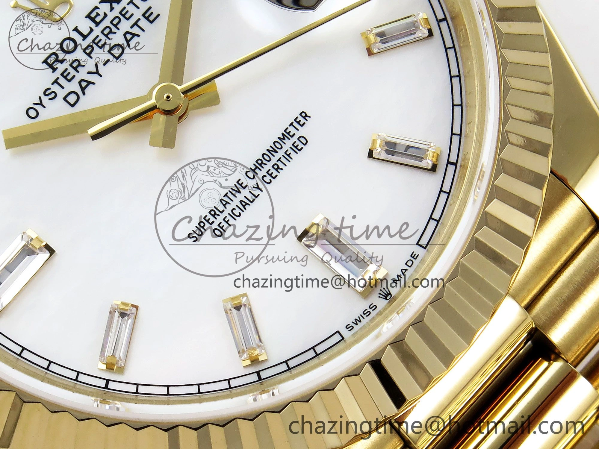 Versatile Day Date 40 YG JDF Gain Weight 904L Steel White Crystal Dial on President Bracelet VR3255 V 1365