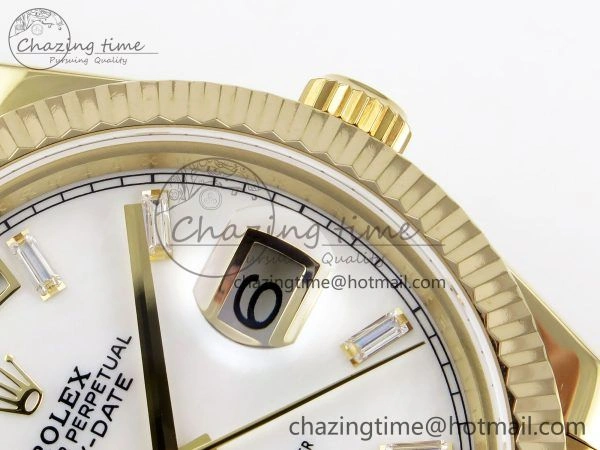 Versatile Day Date 40 YG JDF Gain Weight 904L Steel White Crystal Dial on President Bracelet VR3255 V 1365