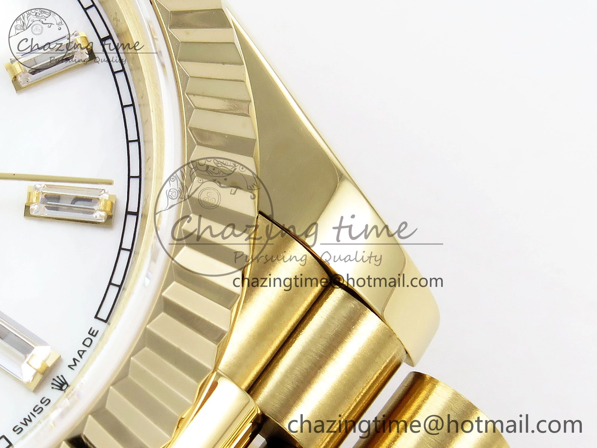 Versatile Day Date 40 YG JDF Gain Weight 904L Steel White Crystal Dial on President Bracelet VR3255 V 1365