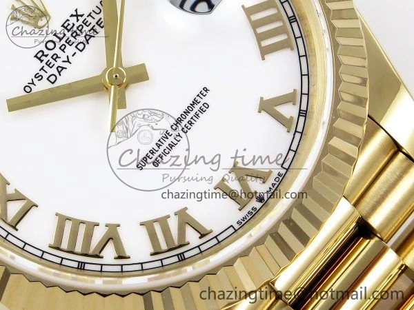 Day Date 40 YG JDF Gain Weight 904L Steel White Roman Dial on President Bracelet VR3255 V SportInspired 1369