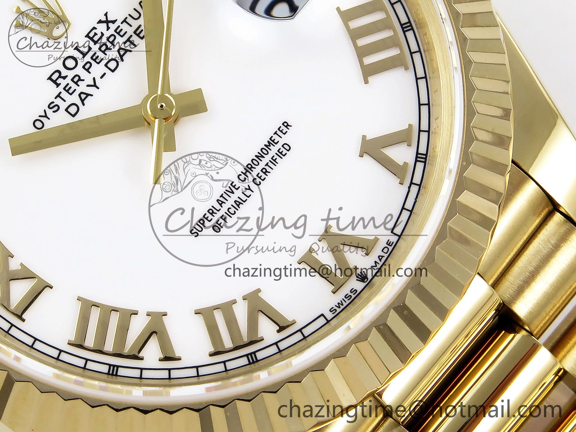 Day Date 40 YG JDF Gain Weight 904L Steel White Roman Dial on President Bracelet VR3255 V SportInspired 1369