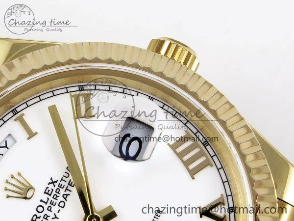Day Date 40 YG JDF Gain Weight 904L Steel White Roman Dial on President Bracelet VR3255 V SportInspired 1369