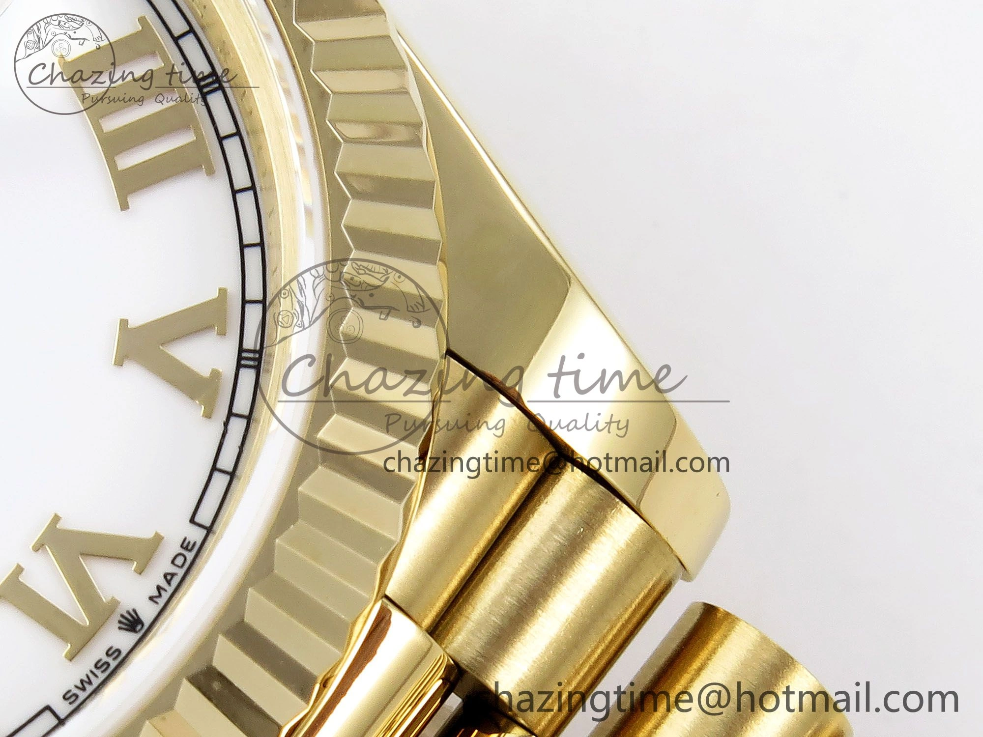 Day Date 40 YG JDF Gain Weight 904L Steel White Roman Dial on President Bracelet VR3255 V SportInspired 1369
