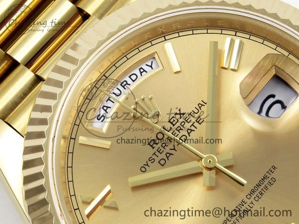 Stylish Day Date 40 YG JDF Gain Weight 904L Steel YG Big Roman Dial on President Bracelet VR3255 V 1364
