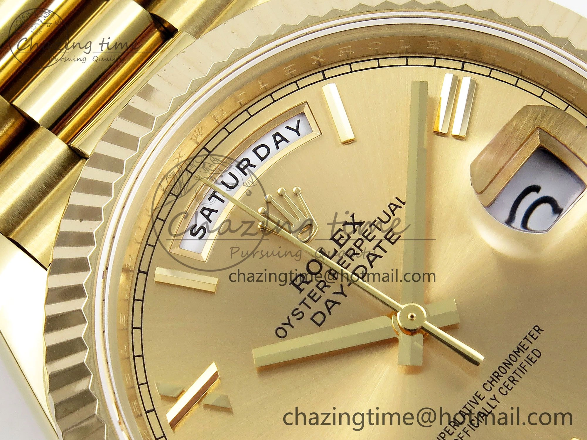 Stylish Day Date 40 YG JDF Gain Weight 904L Steel YG Big Roman Dial on President Bracelet VR3255 V 1364