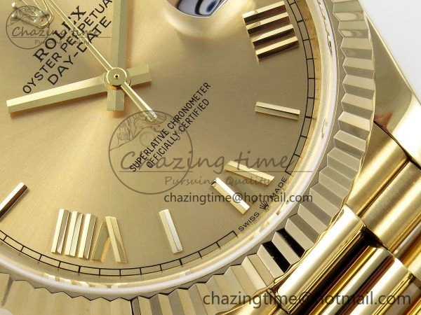 Stylish Day Date 40 YG JDF Gain Weight 904L Steel YG Big Roman Dial on President Bracelet VR3255 V 1364