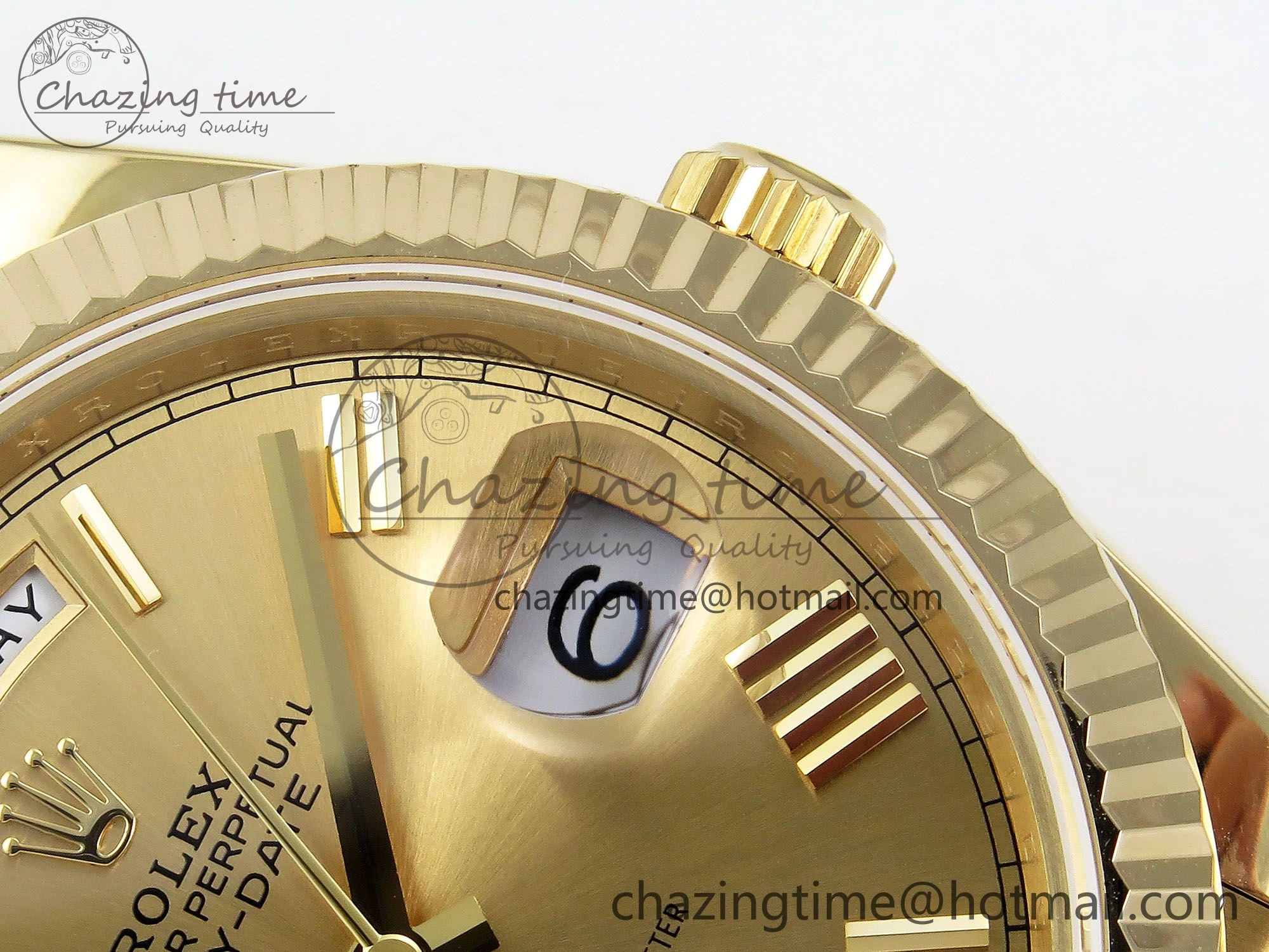 Stylish Day Date 40 YG JDF Gain Weight 904L Steel YG Big Roman Dial on President Bracelet VR3255 V 1364