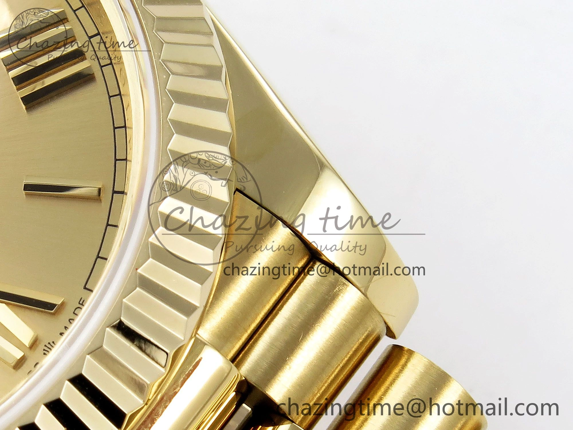 Stylish Day Date 40 YG JDF Gain Weight 904L Steel YG Big Roman Dial on President Bracelet VR3255 V 1364
