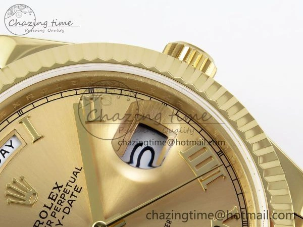 Unique Day Date 40 YG JDF Gain Weight 904L Steel YG Roman Dial on President Bracelet VR3255 V 1367
